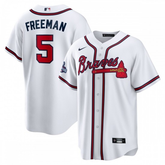 Freddie Freeman Atlanta Braves Nike 2021 World Series Champions Patch Replica Player Jersey - White