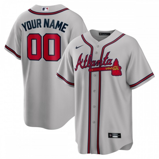 Atlanta Braves Nike Road Custom Replica Jersey - Gray