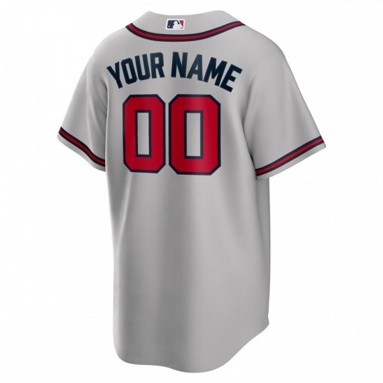 Atlanta Braves Nike Road Custom Replica Jersey - Gray