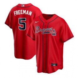 Men's Atlanta Braves Freddie Freeman #5 Red 2020 Player Jersey