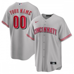 Cincinnati Reds Nike Road Custom Replica Jersey - Gray