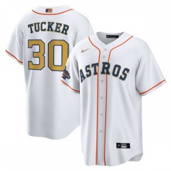 Kyle Tucker Houston Astros Nike 2023 Gold Collection Replica Player Jersey - White/Gold