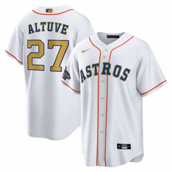 Jose Altuve Houston Astros Nike 2023 Gold Collection Replica Player Jersey - White/Gold