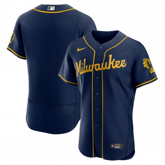 Milwaukee Brewers Nike Alternate Authentic Team Logo Jersey - Navy