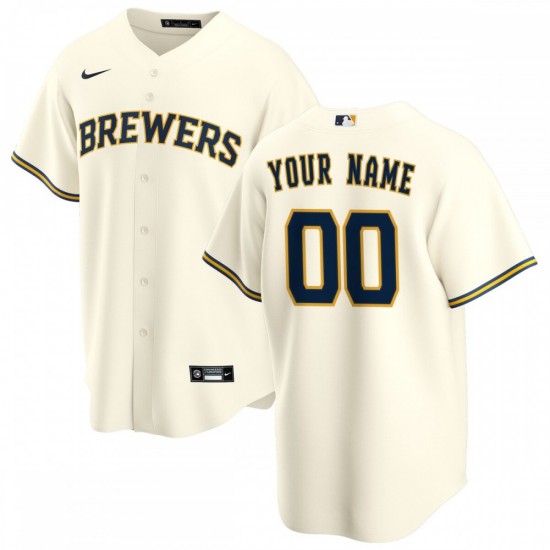 Milwaukee Brewers Nike Home Replica Custom Jersey - Cream