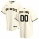 Milwaukee Brewers Nike Home Replica Custom Jersey - Cream