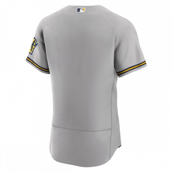 Milwaukee Brewers Nike Road Authentic Team Logo Jersey - Gray