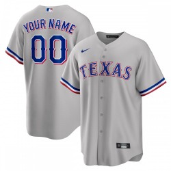 Texas Rangers Nike Road Custom Replica Jersey - Gray