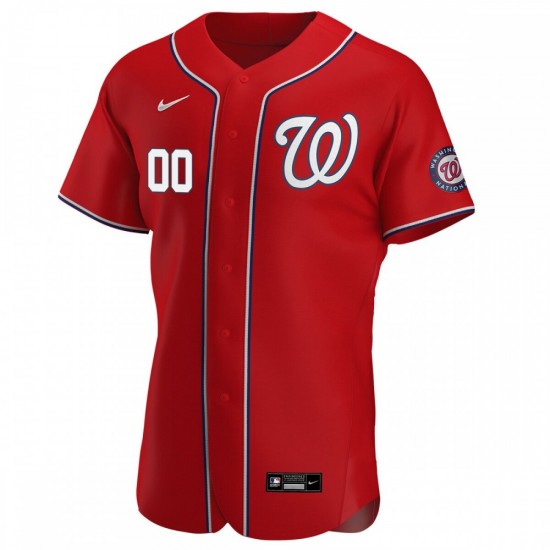 Washington Nationals Nike Alternate Authentic Custom Patch Jersey - Scarlet