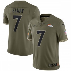 John Elway Denver Broncos 2022 Salute To Service Retired Player Limited Jersey - Olive