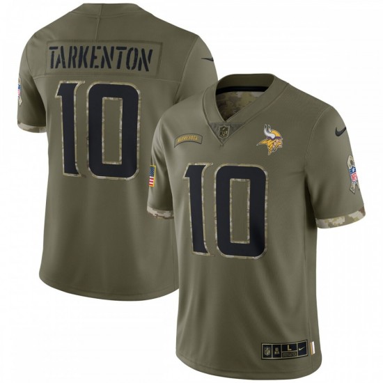 Fran Tarkenton Minnesota Vikings 2022 Salute To Service Retired Player Limited Jersey - Olive