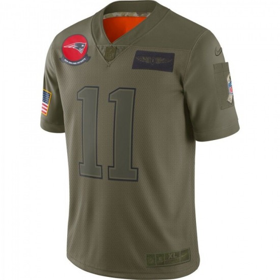 Men's New England Patriots Julian Edelman Nike Olive 2019 Salute to Service Limited Jersey