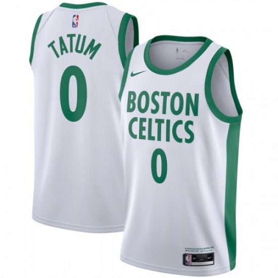 Men's Boston Celtics Jayson Tatum #0 Nike White 2020/21 Swingman Player Jersey – City Edition