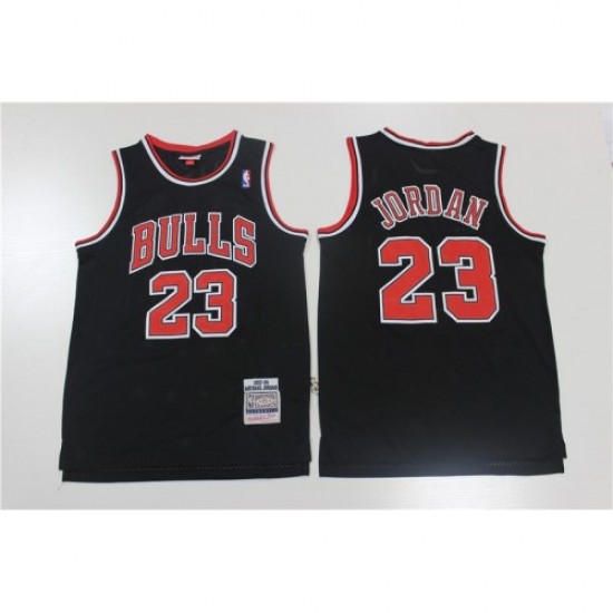 Men's Chicago Bulls Michael Jordan #23 Throwback Mitchell & Ness Black 1997-98 Hardwood Classics Player Jersey