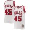 Men's Chicago Bulls Michael Jordan #45 Throwback Mitchell & Ness White 1994-95 Hardwood Classics Player Jersey