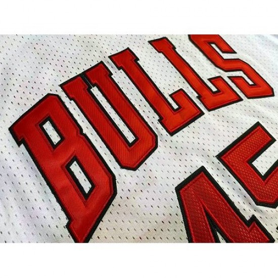 Men's Chicago Bulls Michael Jordan #45 Throwback Mitchell & Ness White 1994-95 Hardwood Classics Player Jersey