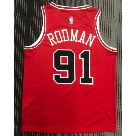 Men's Chicago Bulls Dennis Rodman #91 Nike Red Swingman Jersey - Icon Edition