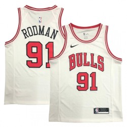 Men's Chicago Bulls Dennis Rodman #91 Nike White Swingman Jersey - Association Edition