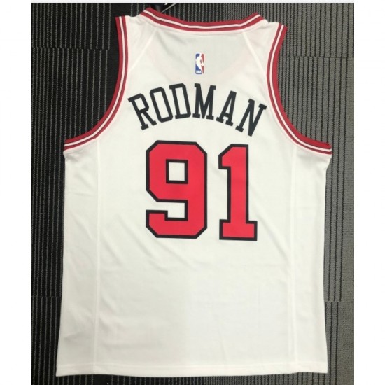 Men's Chicago Bulls Dennis Rodman #91 Nike White Swingman Jersey - Association Edition