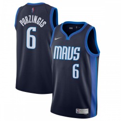 Kristaps Porzingis Dallas Mavericks Nike 2020/21 Swingman Player Jersey Navy - Earned Edition