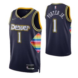 Men's Denver Nuggets Porter Jr #1 Nike Navy 2021/22 Swingman NBA Jersey - City Edition