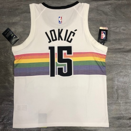 Men's Denver Nuggets Nikola Jokic #15 Nike White Swingman Player Jersey – City Edition