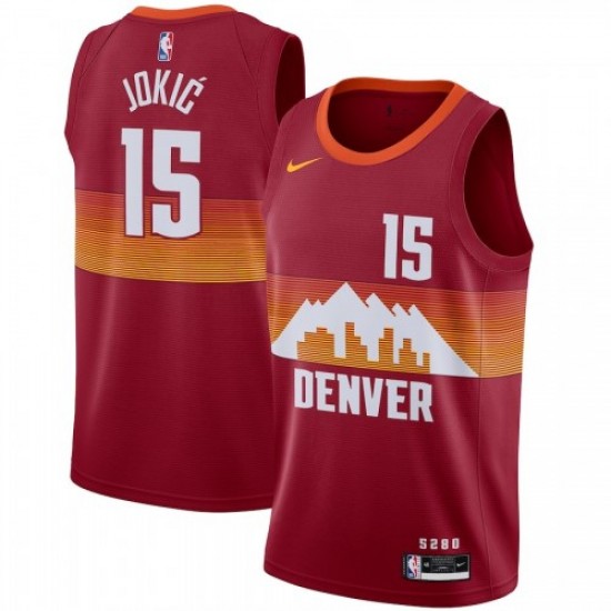 Men's Denver Nuggets Nikola Jokic #15 Nike Red 2020/21 Swingman Player Jersey – City Edition