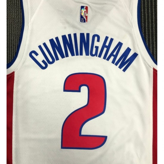 Men's Detroit Pistons Cade Cunningham #2 Nike White 2021/22 Swingman NBA Jersey - Icon Edition