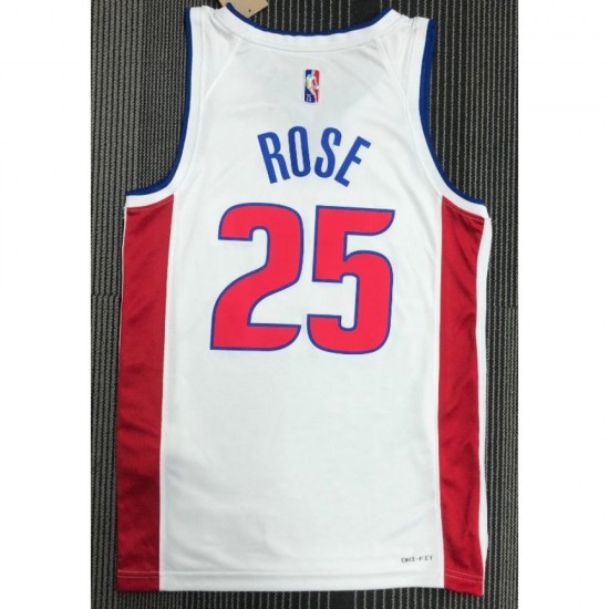 Men's Detroit Pistons Derrick Rose #25 Nike White 2021/22 Swingman NBA Jersey - Icon Edition