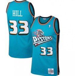 Men's Detroit Pistons Grant Hill #33 Throwback Mitchell & Ness Blue 98-99 Hardwood Classics Swingman Jersey