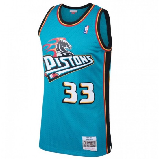 Men's Detroit Pistons Grant Hill #33 Throwback Mitchell & Ness Blue 98-99 Hardwood Classics Swingman Jersey