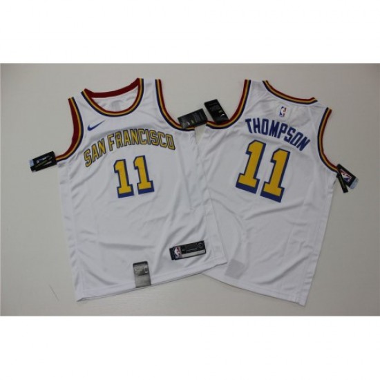 Men's Golden State Warriors Klay Thompson #11 White Classics Swingman Jersey - Classic Edition