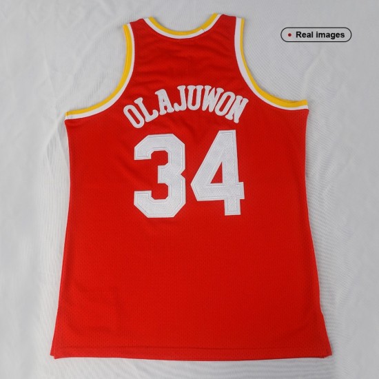 Men's Houston Rockets Hakeem Olajuwon Throwback Mitchell & Ness Red 1993-94 Hardwood Classics Swingman Jersey