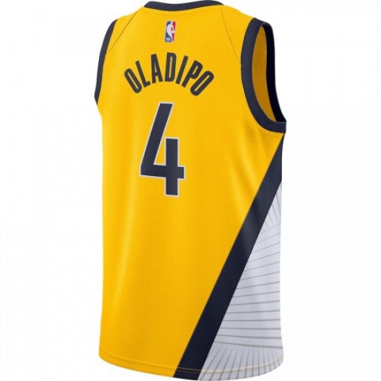 Men's Indiana Pacers Victor Oladipo #4 Jordan Gold 202021 Swingman Jersey - Statement Edition