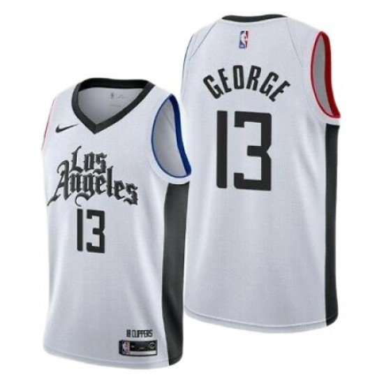 Men's LA Clippers Paul George #13 Nike White 2020/21 Swingman Player Jersey – City Edition