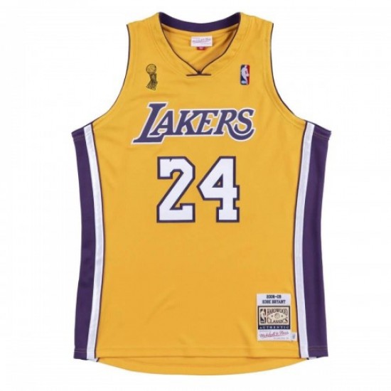 Men's Los Angeles Lakers Finals Kobe Bryant #24 Mitchell&Ness Yellow 08-09 Hardwood Classics Jersey