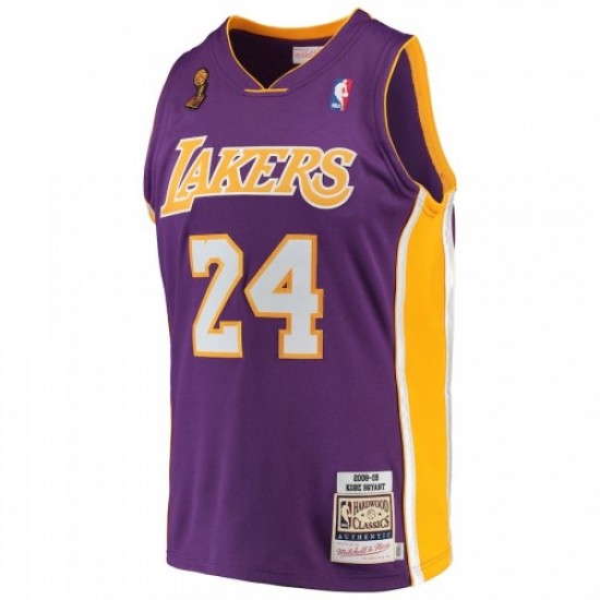 Men's Los Angeles Lakers Road Final Kobe Bryant #24 Throwback Mitchell & Ness Purple 08-09 Hardwood Jersey