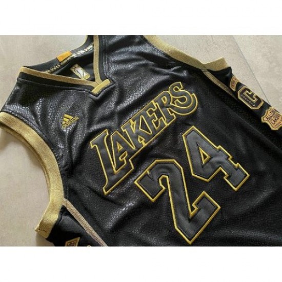 Men's Los Angeles Lakers Kobe Bryant #24 Black Commemorative Career Achievement Jersey