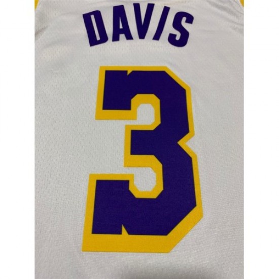 Men's Los Angeles Lakers Anthony Davis #3 White Swingman Jersey - Association Edition