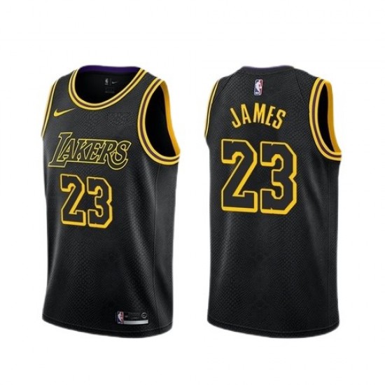 Men's Los Angeles Lakers LeBron James #23 Black  Swingman Jersey - City Edition