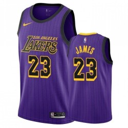 Men's Los Angeles Lakers LeBron James #23 Nike Purple 2018/19 Swingman Jersey - City Edition