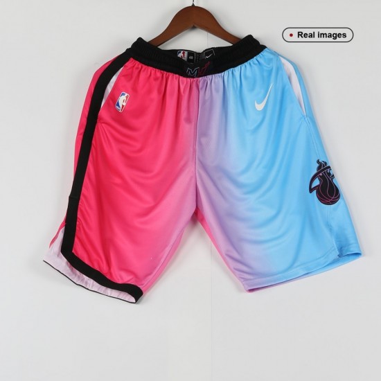 Men's Miami Heat Nike Pink/Light Blue 2020/21 Swingman Shorts City Edition