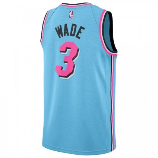 Men's Miami Heat Dwyane Wade #3 Nike Blue 2019/20 Finished Swingman Jersey - City Edition