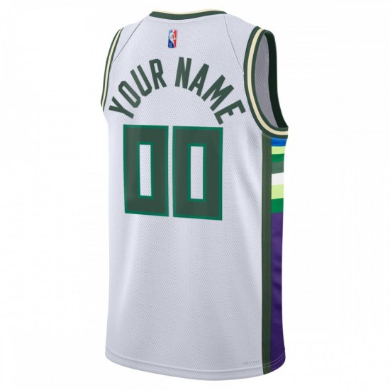 Milwaukee Bucks Nike 2021/22 Swingman Custom Jersey - City Edition - White