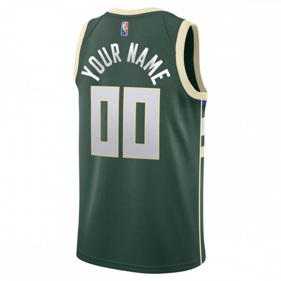 Milwaukee Bucks Nike 2021/22 Diamond Swingman Custom Jersey - Icon Edition - Hunter Green