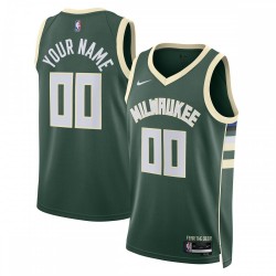 Milwaukee Bucks Nike Unisex 2022/23 Swingman Custom Jersey Hunter Green - Icon Edition