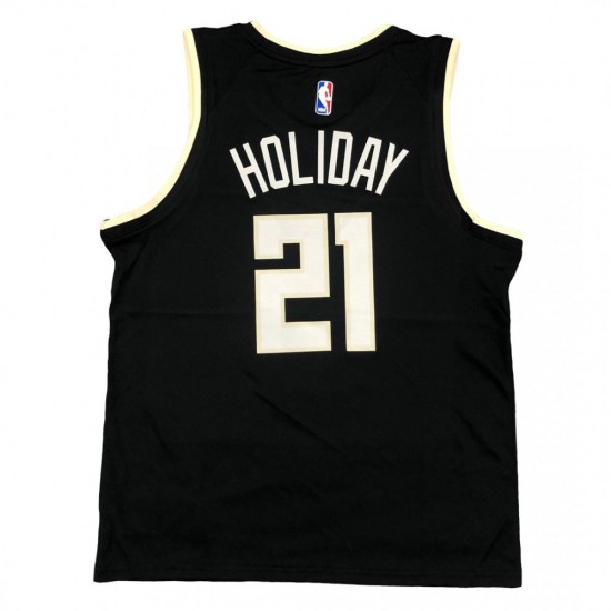 Men's Milwaukee Bucks Jrue Holiday #21 Jordan Black 2020/21 Swingman Jersey - Statement Edition