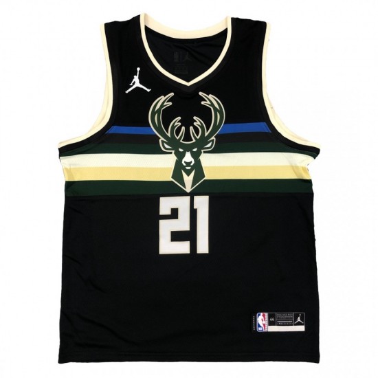 Men's Milwaukee Bucks Jrue Holiday #21 Jordan Black 2020/21 Swingman Jersey - Statement Edition