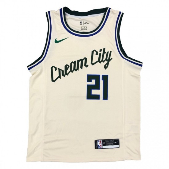 Men's Milwaukee Bucks Jrue Holiday #21 Nike White Cream Swingman Jersey - City Edition