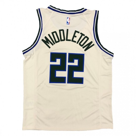 Men's Milwaukee Bucks Khris Middleton #22 Nike White Cream Swingman Jersey - City Edition